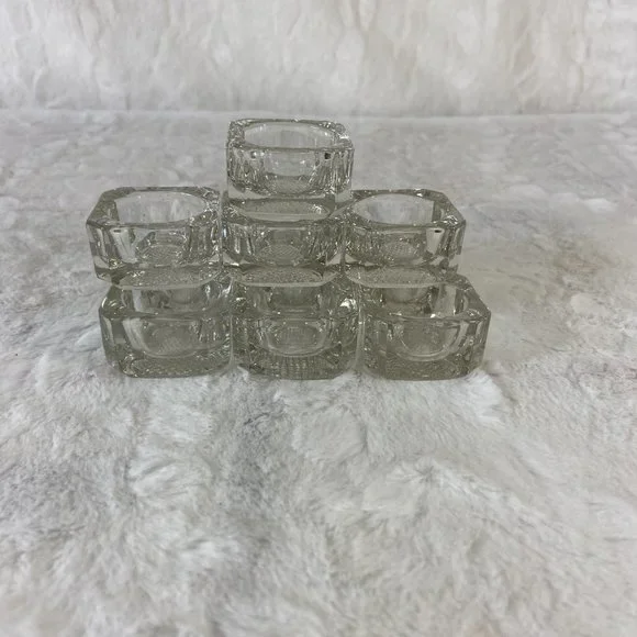 Antique Salt Cellars Salt Dips glass clear crystal open faced . 10 Total - Picture 9 of 11